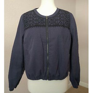 HP! OLD NAVY FADED BLUE EMBROIDERED BOMBER JACKET
